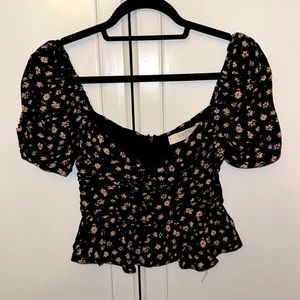 ASTR The Label Size Small Blouse Black Pink Daisys